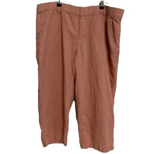 Liz Claiborne Womens Linen Capri's Size XL Feminine Coastal Vacation Summer